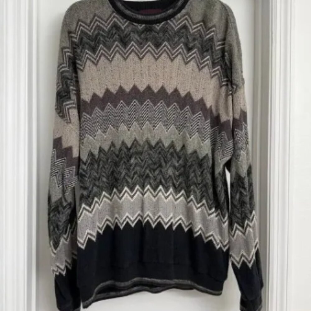 Tundra Canada VTG Coogi Style Sweater Geometric Grandpacore Cabincore Cosby XL